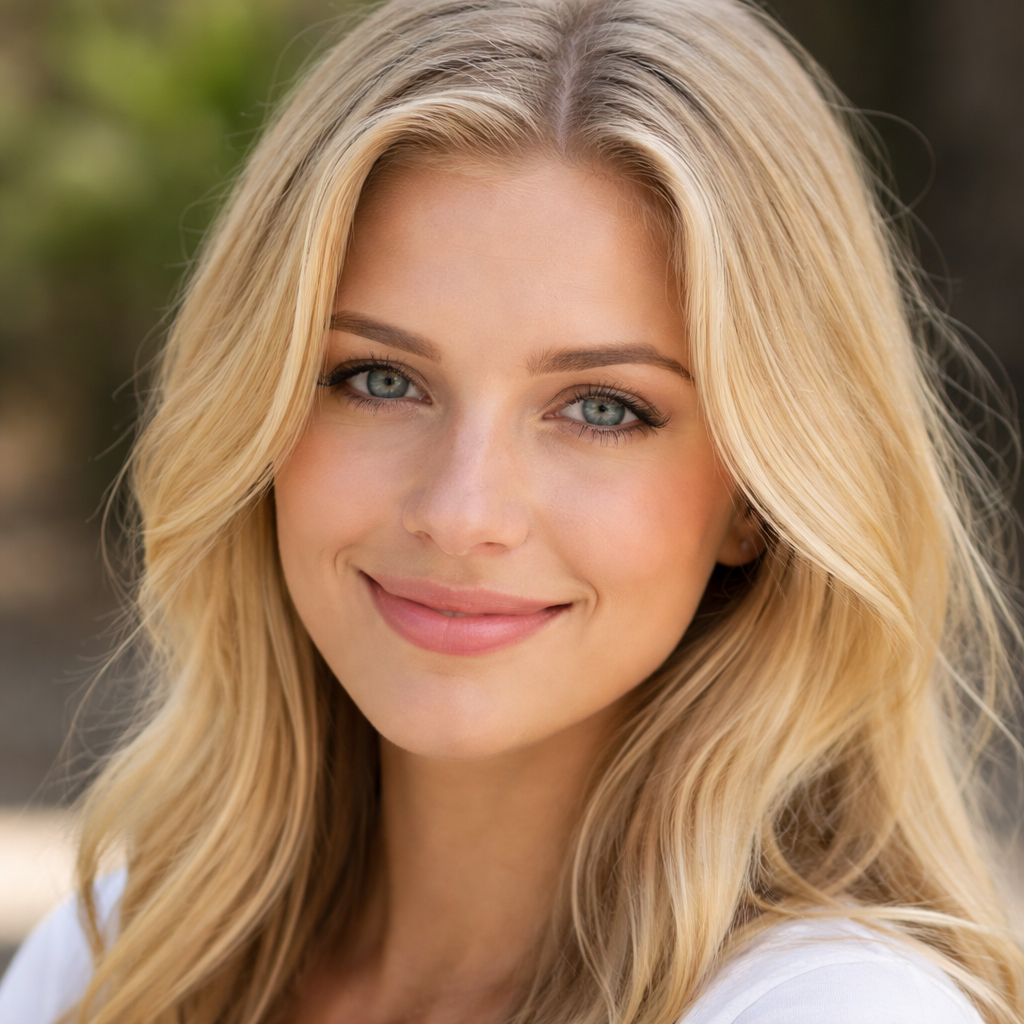 Linda Foster smiling, facing forward in professional attire, set against a neutral background. The environment is formal and welcoming. Text in image: Linda Foster, Broker Agent, Real State, Time Share, Land Sales Specialist. Emotional tone is friendly and approachable.